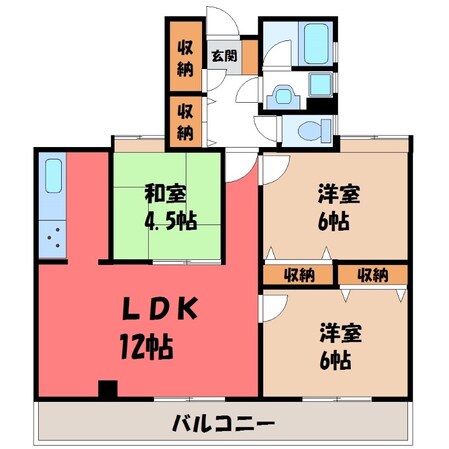 宇都宮駅 バス18分  野尻下車：停歩1分 4階の物件間取画像